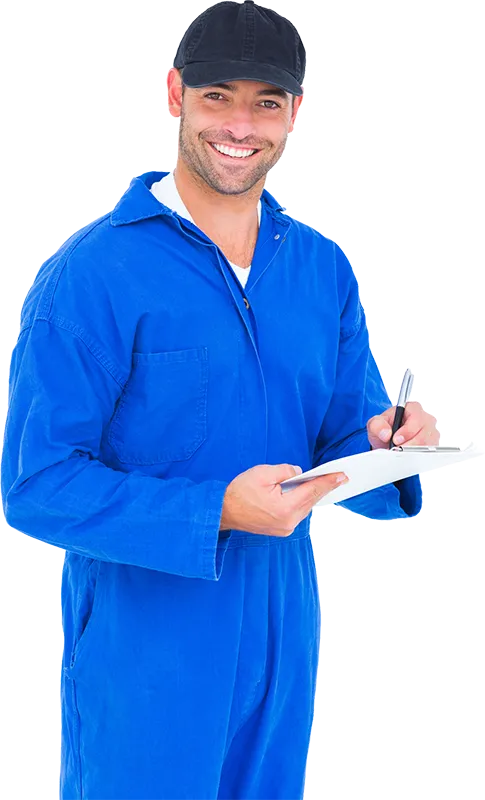 Smiling Septic pumping employee